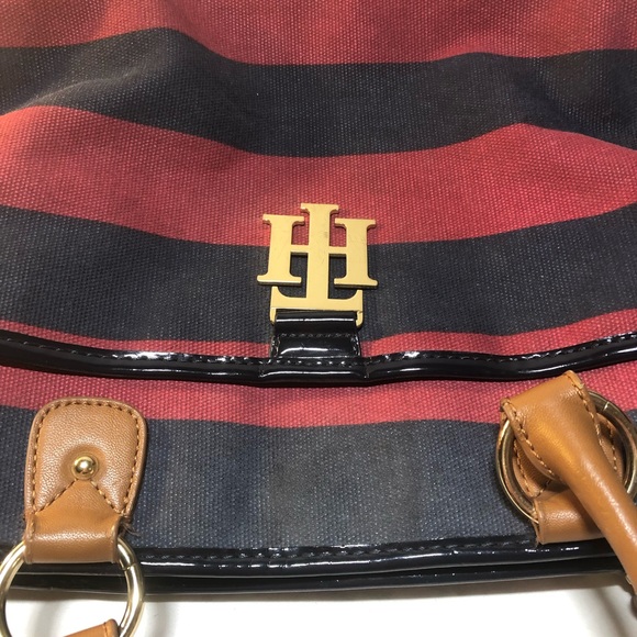 Tommy Hilfiger Rugby stripe Purse Bag Tote read - Picture 13 of 16